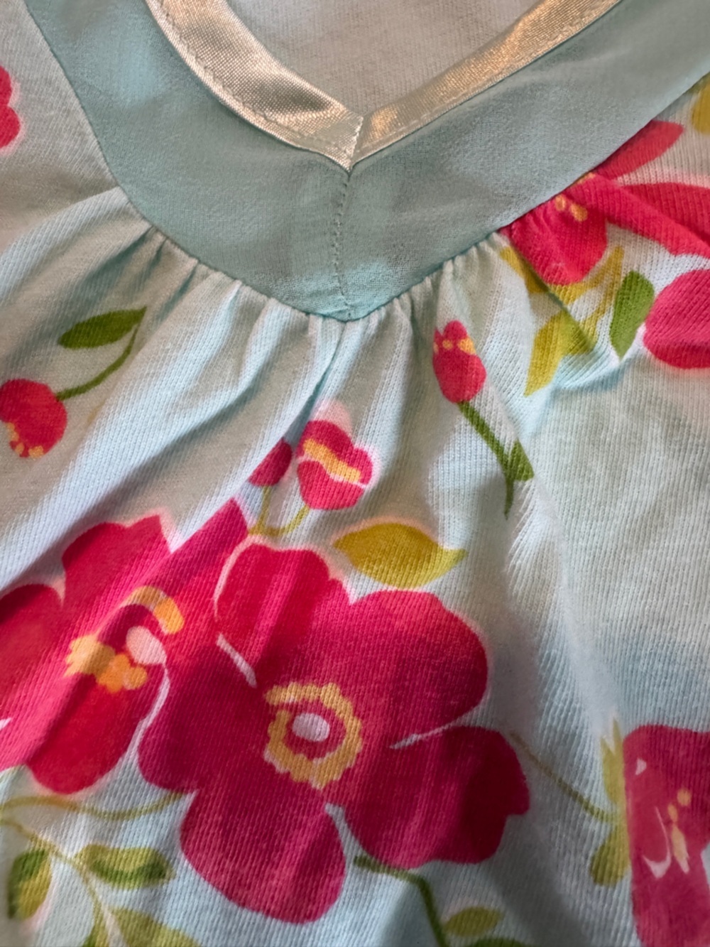 Serenada 4X Pajama Set Mint Pink Floral Satin Trim 30/32W Soft Lounge 2PC - Picture 6 of 10